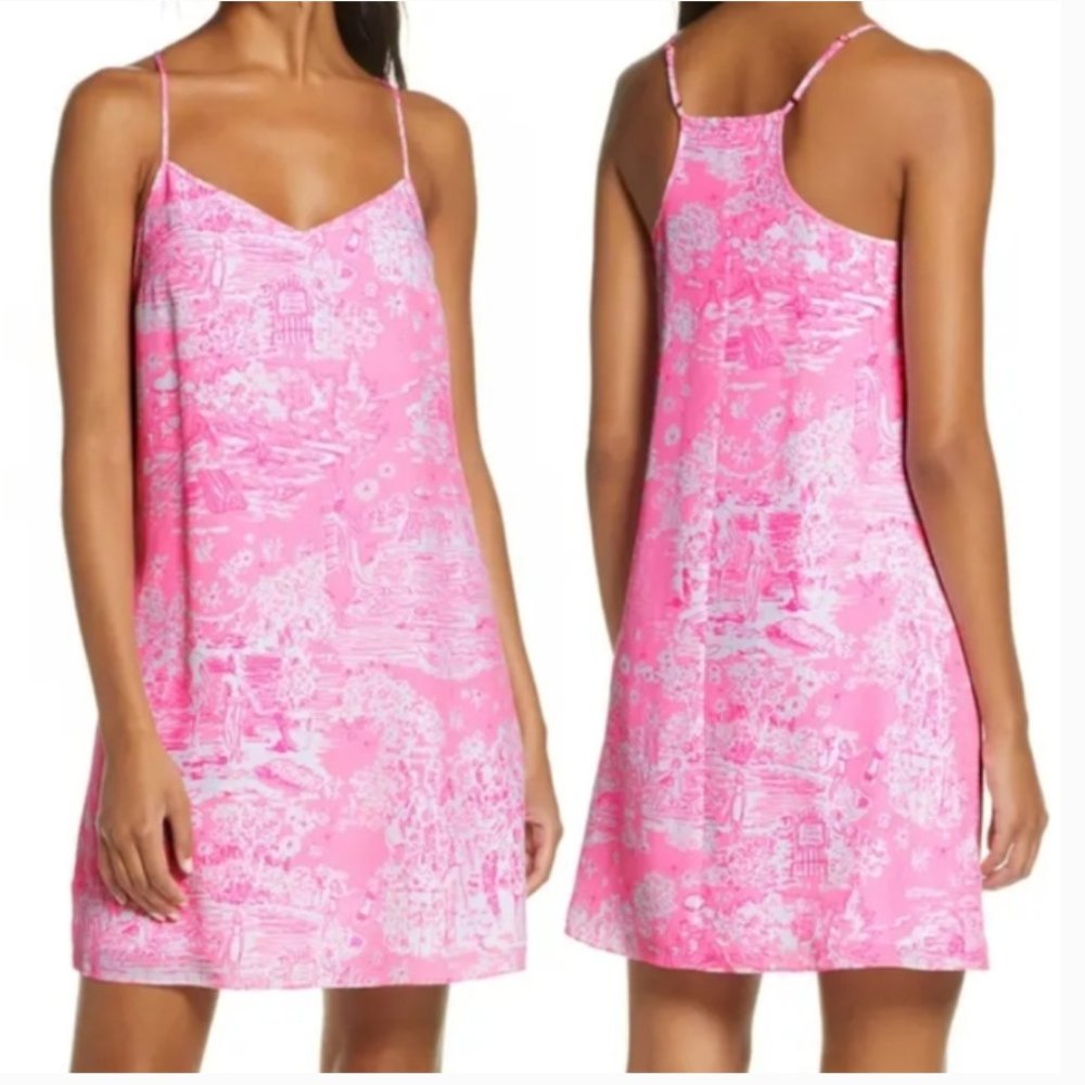 NWT Lilly Pulitzer Dusk Silk Dress Skinny Dippin Pink Sorbet M HOLY GRAIL